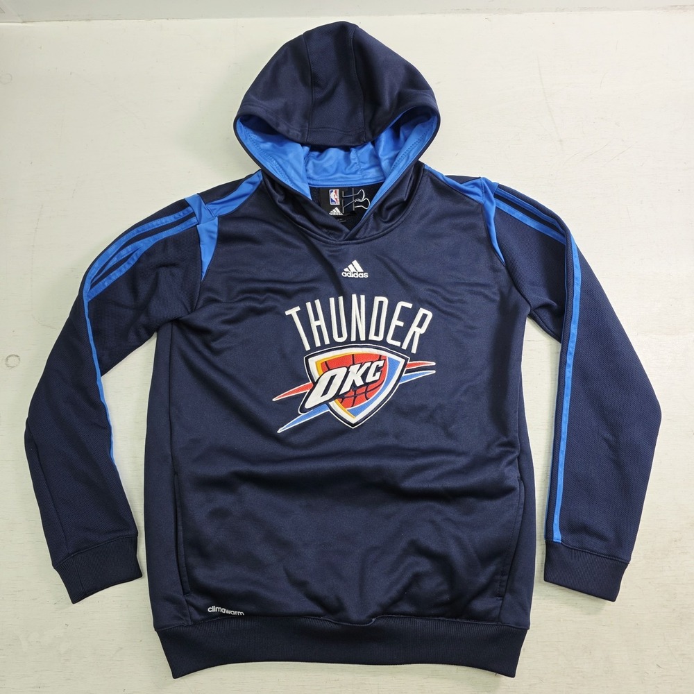 OKC Thunder Graphic Logo Adidas Basketball NBA Blue Hoodie Youth Large 14-16 EUC